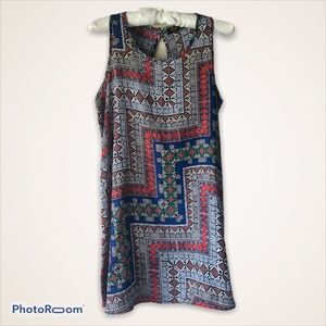 Geometric Pattern Sleeveless Dress Renee C